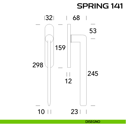Maniglione per alzante scorrevole Spring 141 singolo senza nicchia disegno