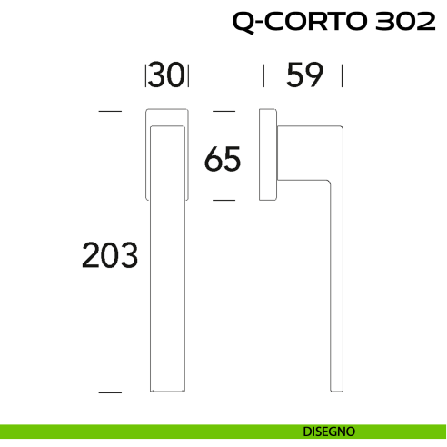 Maniglia DK con impugnatura lunga per scorrevole con rosetta Q-Corto 302 Reguitti disegno