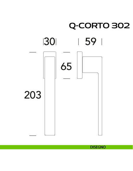 Maniglia DK con impugnatura lunga per scorrevole con rosetta Q-Corto 302 Reguitti disegno