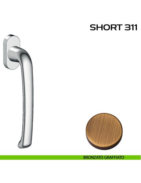 Maniglia DK con impugnatura lunga per scorrevole con rosetta Short 311 Reguitti bronzato