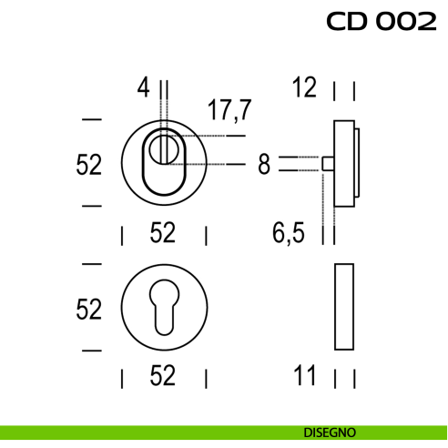 Bocchette di sicurezza tonde diametro 52 mm Reguitti CD002 disegno