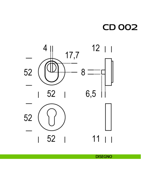 Bocchette di sicurezza tonde diametro 52 mm Reguitti CD002 disegno