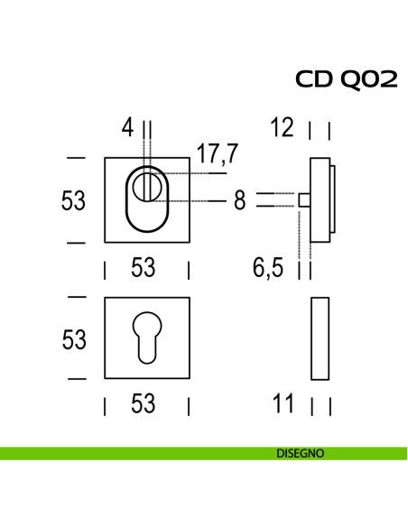 Bocchette di sicurezza quadrate 53x53 mm Reguitti CDQ02 disegno