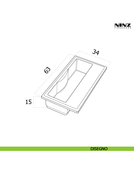 Inserto riscontro per serratura telaio porta tagliafuoco Proget Ninz 4212024.001 - disegno