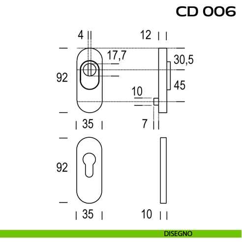 Bocchette di sicurezza ovali 92x35 mm Reguitti CD006 disegno