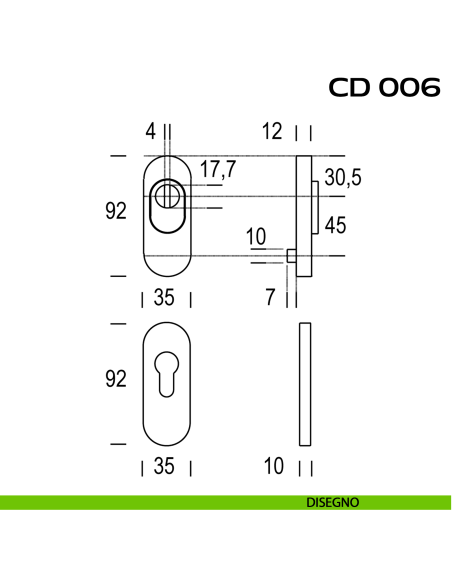 Bocchette di sicurezza ovali 92x35 mm Reguitti CD006 disegno