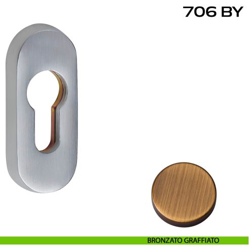 Bocchetta di sicurezza (a baionetta) ovale con foro per cilindro Europeo 706BY bronzato