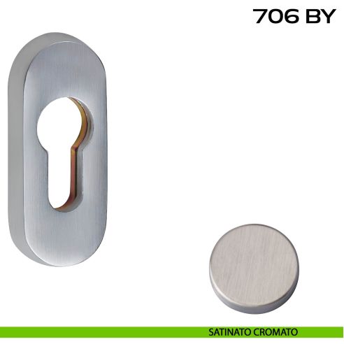 Bocchetta di sicurezza (a baionetta) ovale con foro per cilindro Europeo 706BY satinato