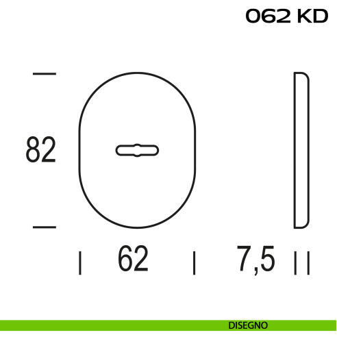 Bocchetta ovale con foro doppia mappa 62x82 mm Reguitti 062KD disegno