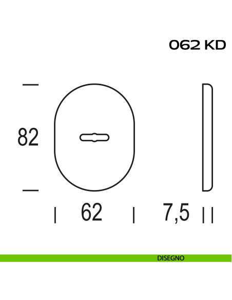 Bocchetta ovale con foro doppia mappa 62x82 mm Reguitti 062KD disegno