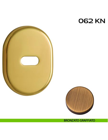 Coppia bocchette ovali per limitatore di apertura 62x82 mm Reguitti 062KN bronzato
