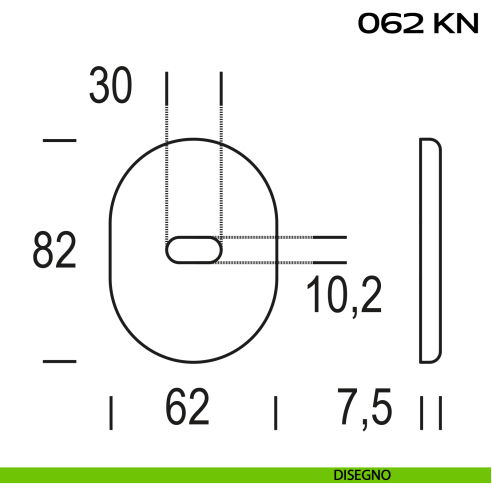 Coppia bocchette ovali per limitatore di apertura 62x82 mm Reguitti 062KN disegno