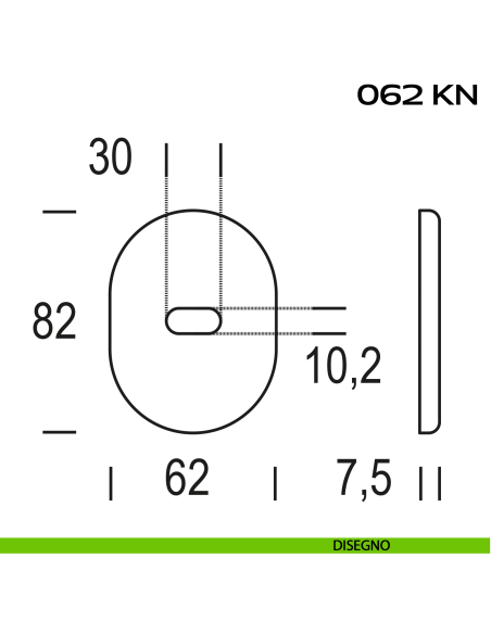 Coppia bocchette ovali per limitatore di apertura 62x82 mm Reguitti 062KN disegno