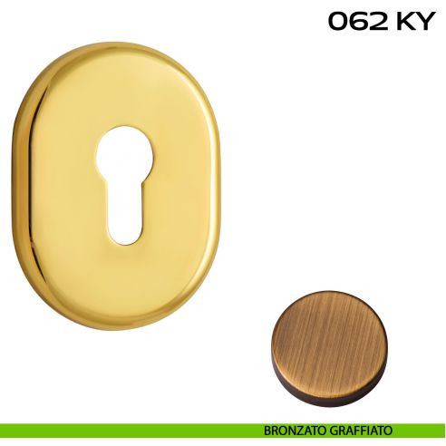 Coppia bocchette ovali con foro yale 62x82 mm Reguitti 062KY bronzato