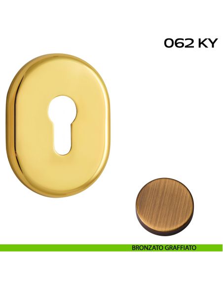 Coppia bocchette ovali con foro yale 62x82 mm Reguitti 062KY bronzato