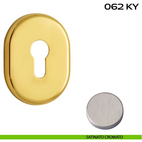 Coppia bocchette ovali con foro yale 62x82 mm Reguitti 062KY satinato