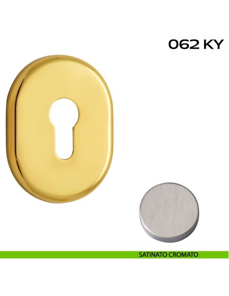 Coppia bocchette ovali con foro yale 62x82 mm Reguitti 062KY satinato