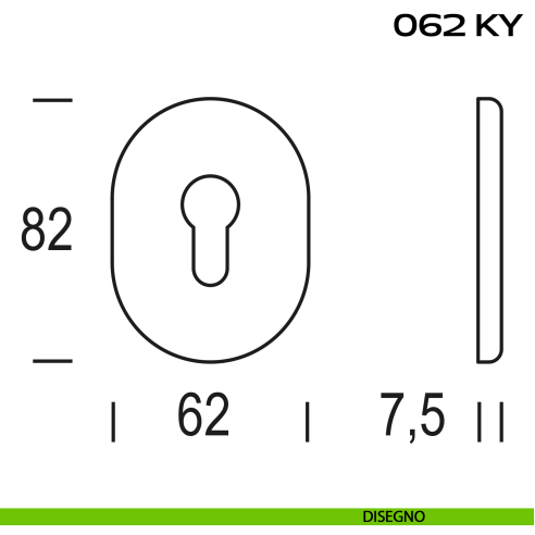 Coppia bocchette ovali con foro yale 62x82 mm Reguitti 062KY disegno