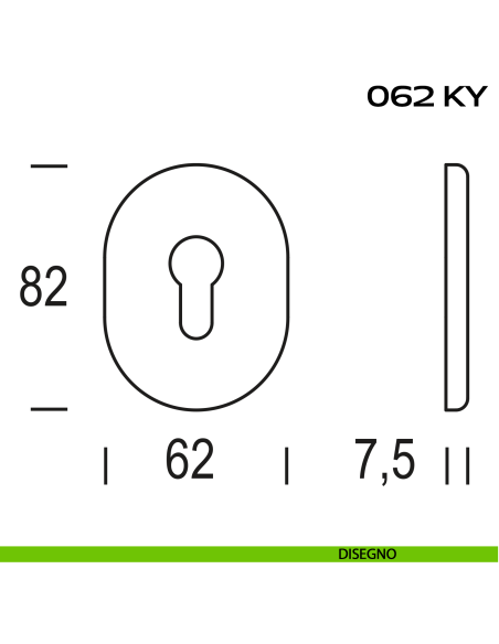 Coppia bocchette ovali con foro yale 62x82 mm Reguitti 062KY disegno
