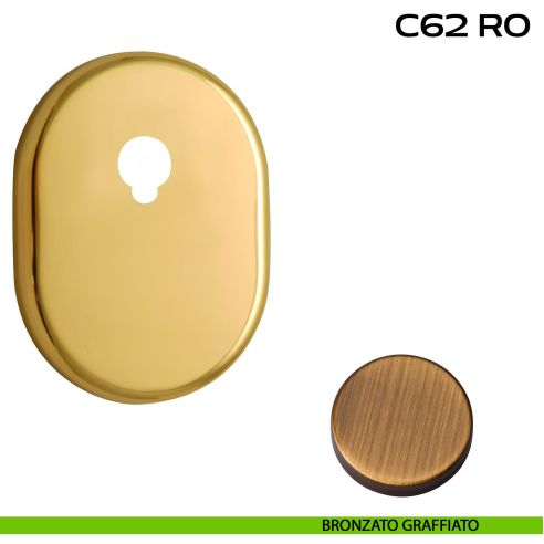 Bocchetta ovale con foro asse per cilindretti con codolo 62x82 mm Reguitti C62RO bronzato
