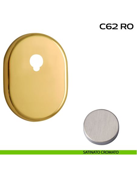 Bocchetta ovale con foro asse per cilindretti con codolo 62x82 mm Reguitti C62RO satinato
