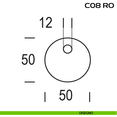 Bocchetta tonda con foro asse per cilindretti con codolo diametro 50 mm Reguitti C08RO disegno