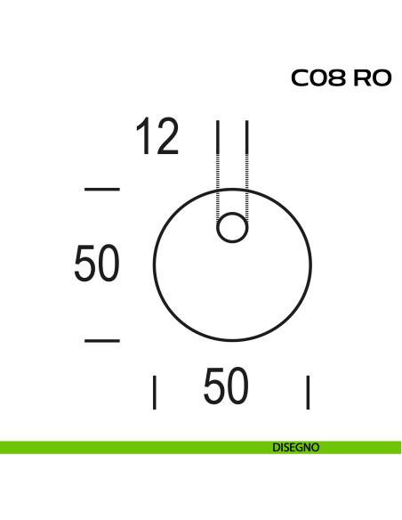 Bocchetta tonda con foro asse per cilindretti con codolo diametro 50 mm Reguitti C08RO disegno