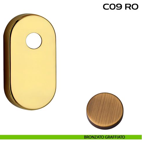 Bocchetta ovale con foro asse per cilindretti con codolo 31x62 mm Reguitti C09RO bronzato