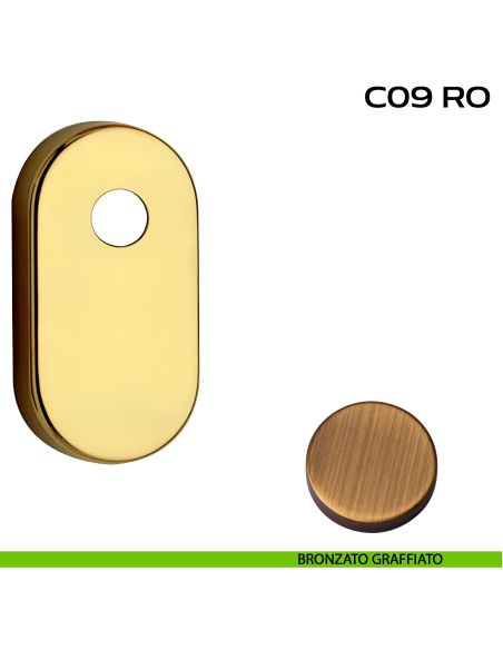 Bocchetta ovale con foro asse per cilindretti con codolo 31x62 mm Reguitti C09RO bronzato
