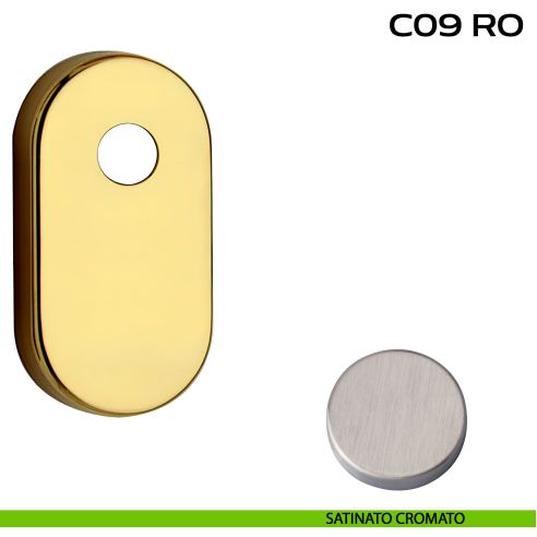 Bocchetta ovale con foro asse per cilindretti con codolo 31x62 mm Reguitti C09RO satinato