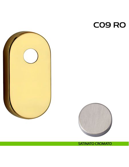 Bocchetta ovale con foro asse per cilindretti con codolo 31x62 mm Reguitti C09RO satinato