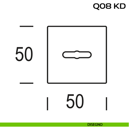 Coppia bocchette quadrate con foro doppia mappa 50x50 mm Reguitti Q08KD disegno
