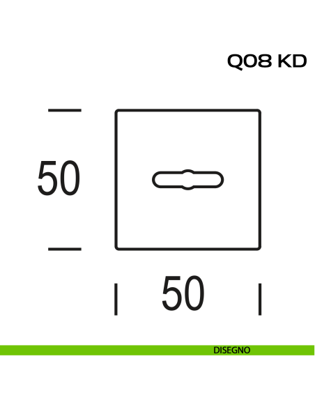 Coppia bocchette quadrate con foro doppia mappa 50x50 mm Reguitti Q08KD disegno