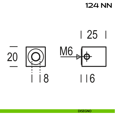 Pomolo per cilindro quadro Reguitti 124NN disegno