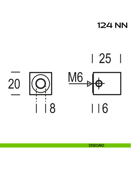 Pomolo per cilindro quadro Reguitti 124NN disegno