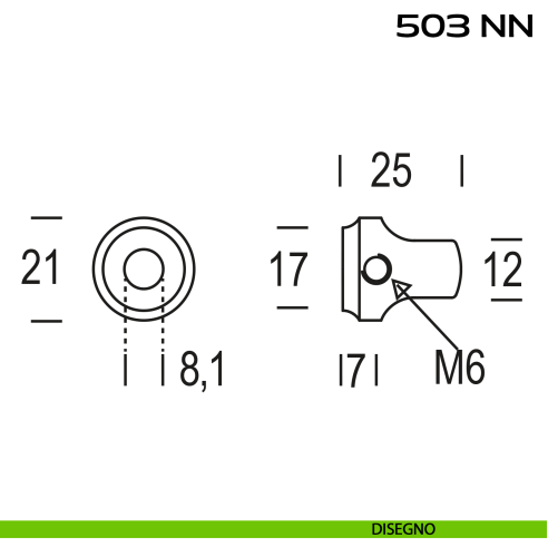 Pomolo per cilindro diametro 21 mm Reguitti 503NN disegno