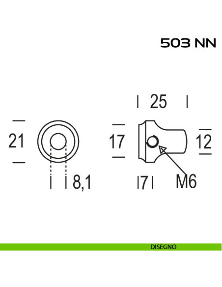Pomolo per cilindro diametro 21 mm Reguitti 503NN disegno