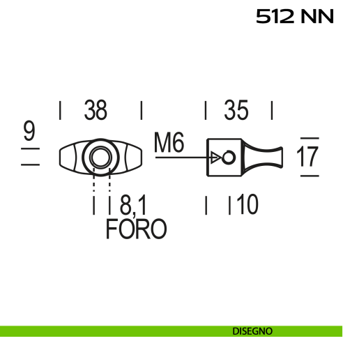 Pomolo per cilindro a farfalla Reguitti 512NN disegno
