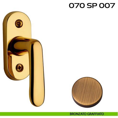 Segretino piccolo per porta con rosetta 27x67x7 mm Reguitti 070SP007 bronzato