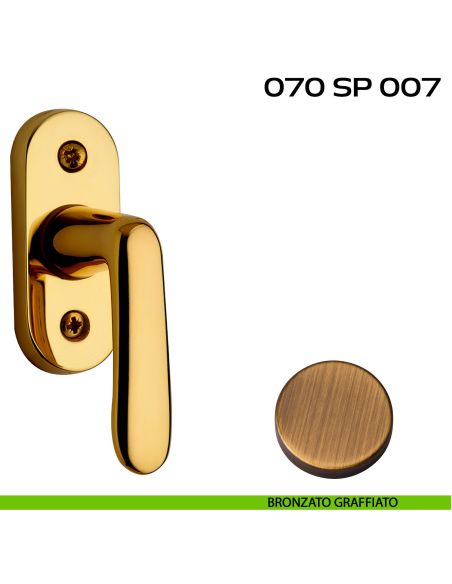 Segretino piccolo per porta con rosetta 27x67x7 mm Reguitti 070SP007 bronzato