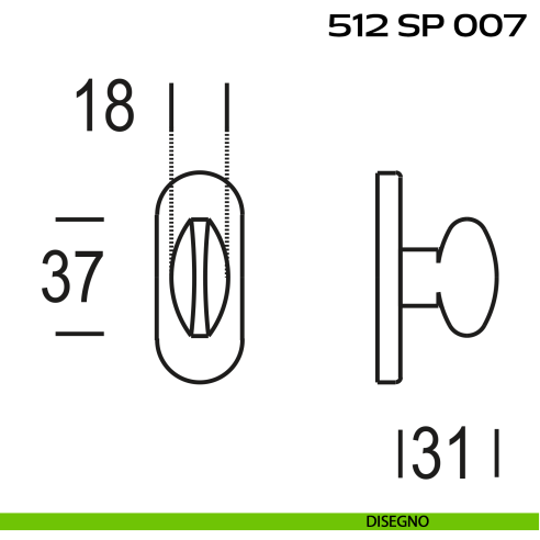 Segretino piccolo per porta con rosetta 27x67x7 mm Reguitti 512SP007 disegno