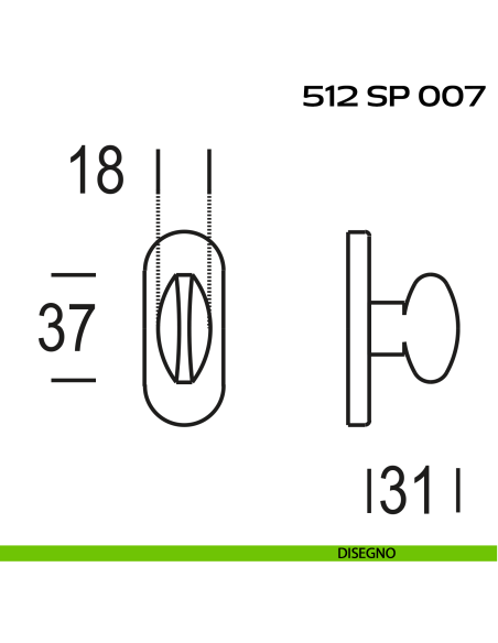 Segretino piccolo per porta con rosetta 27x67x7 mm Reguitti 512SP007 disegno