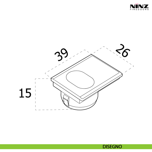 Inserto riscontro per asta superiore anta passiva Ninz 4212031.001 - disegno