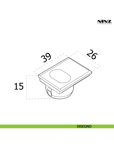 Inserto riscontro per asta superiore anta passiva Ninz 4212031.001 - disegno