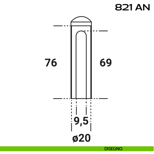 Copricerniera Anuba Registrabile Ø20 mm Reguitti 821ANG20 disegno