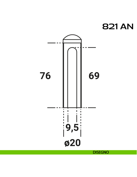 Copricerniera Anuba Registrabile Ø20 mm Reguitti 821ANG20 disegno