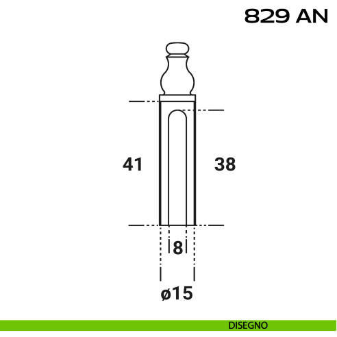 Copricerniera Anuba Registrabile Ø15 mm Reguitti 829AN915 disegno