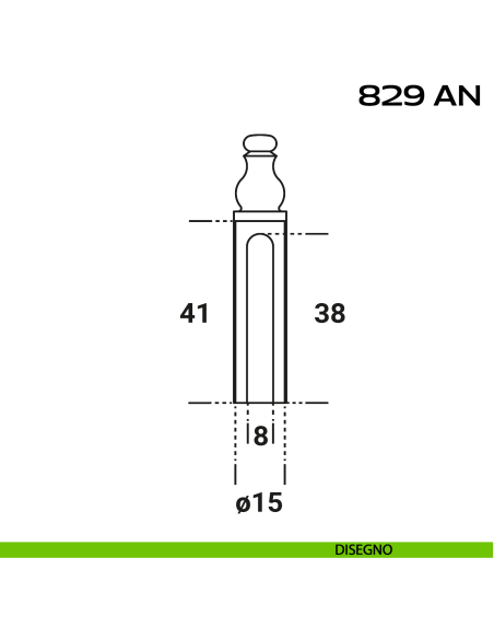 Copricerniera Anuba Registrabile Ø15 mm Reguitti 829AN915 disegno