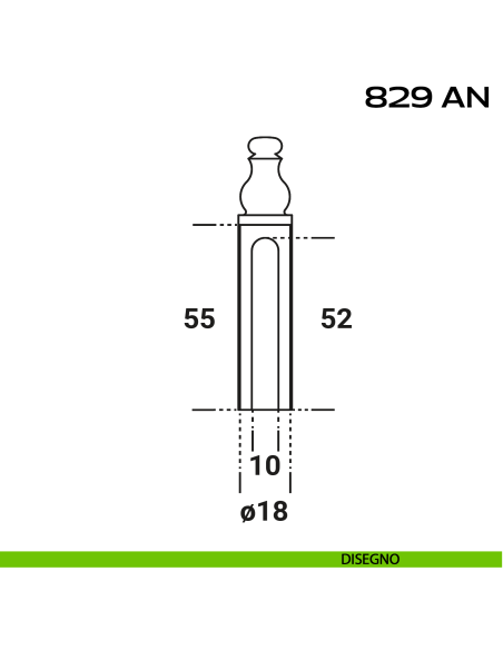 Copricerniera Anuba Registrabile Ø18 mm Reguitti 829ANU18 disegno