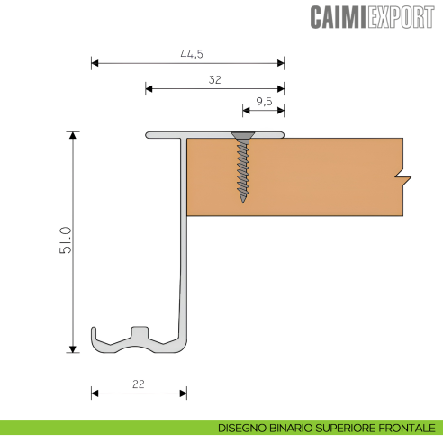 Binario superiore ed inferiore Essential Top Caimi Export - disegno